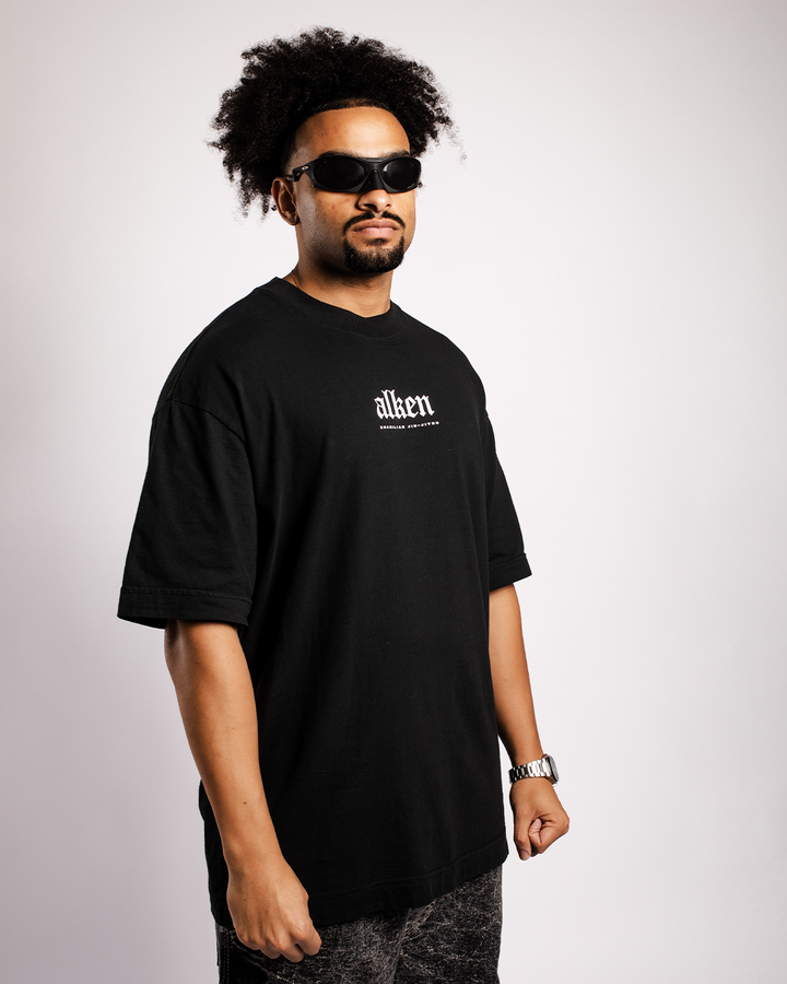 Camiseta Oversized Hagime Preta | Algodão 220g Estonado – ALKEN