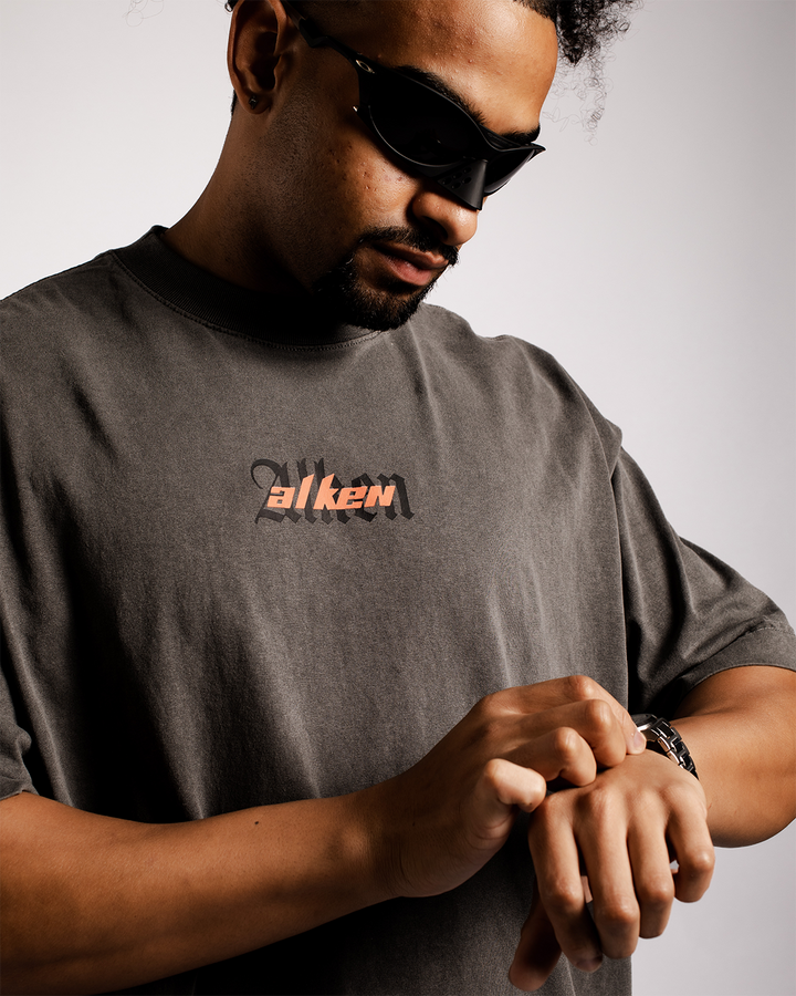 Camiseta Oversized Hagime Chumbo | Algodão 220g Estonado – ALKEN