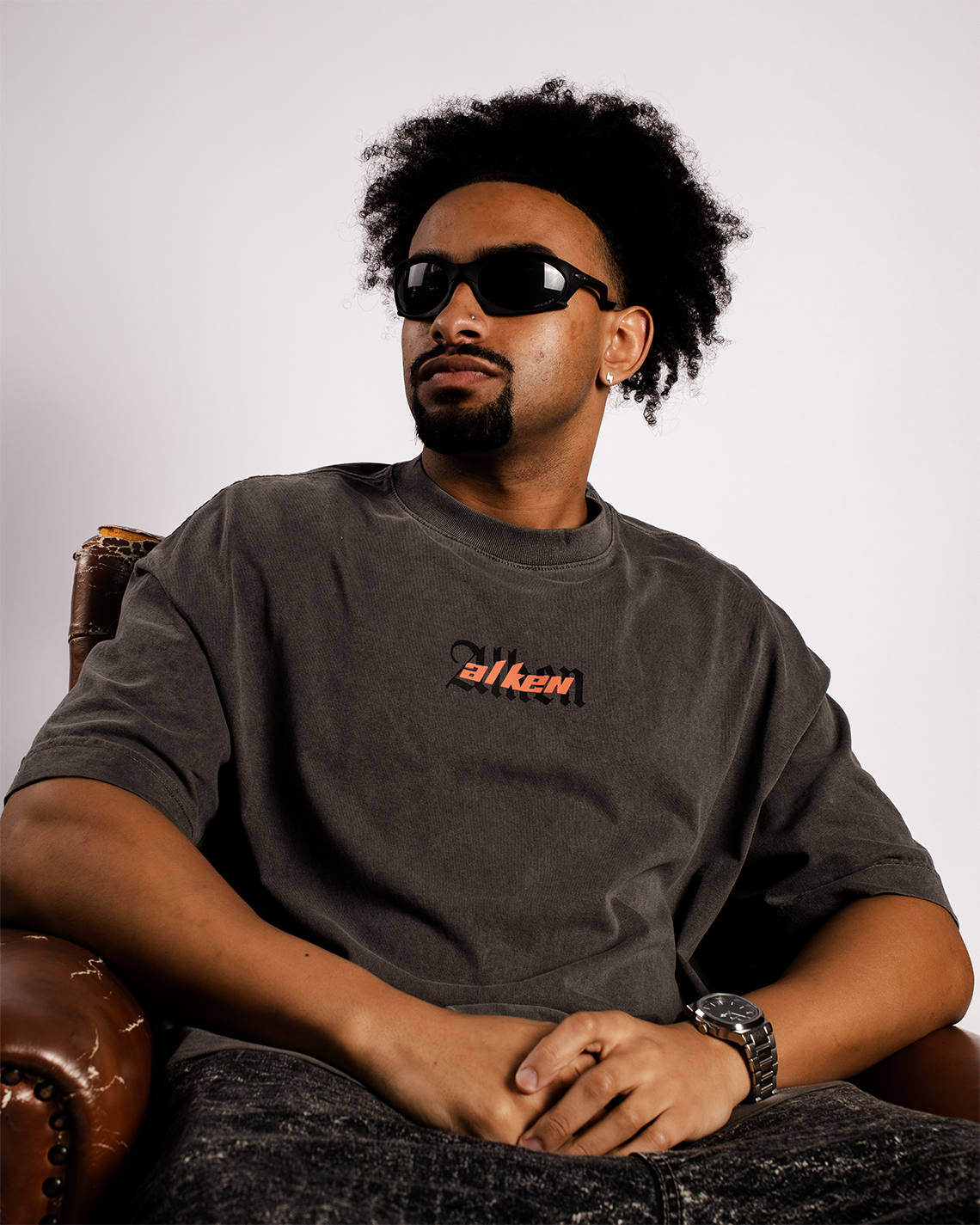 Camiseta Oversized Hagime Chumbo | Algodão 220g Estonado – ALKEN